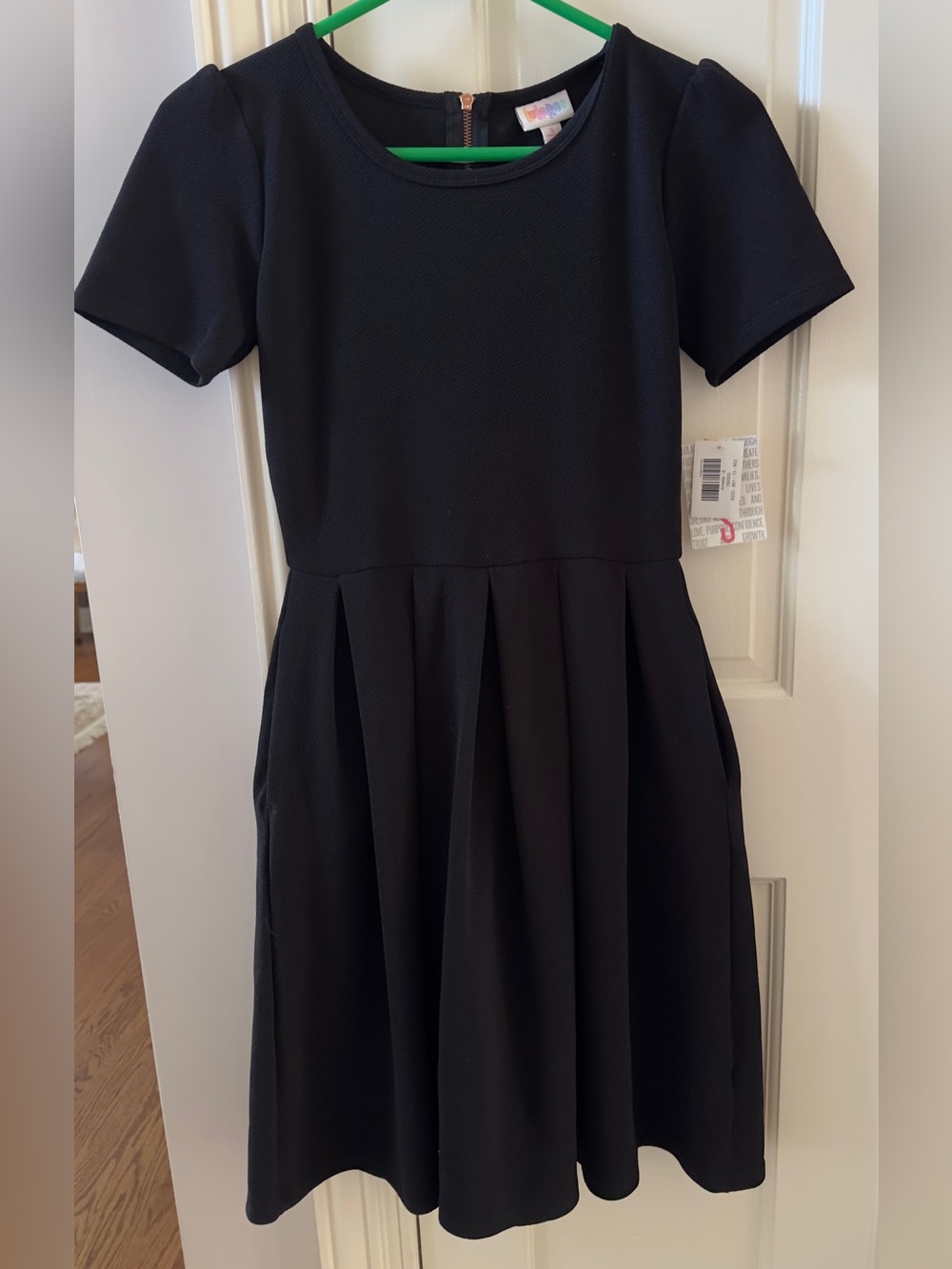 LuLaRoe Black Short-Sleeve Fit-and-Flare Midi Dress